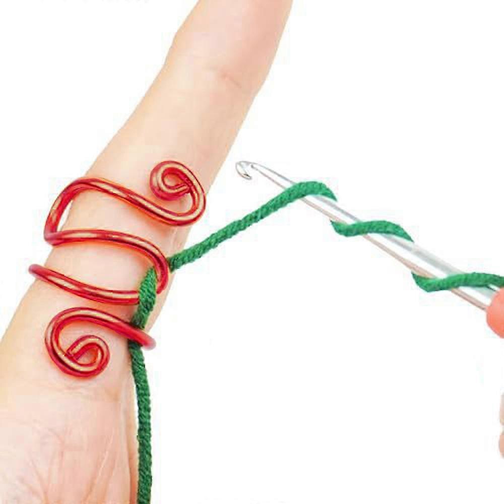 Handmade Tension Metal Open Yarn Guide Finger Holders Adjustable Lefties & Righties Zig Circle for Crochet