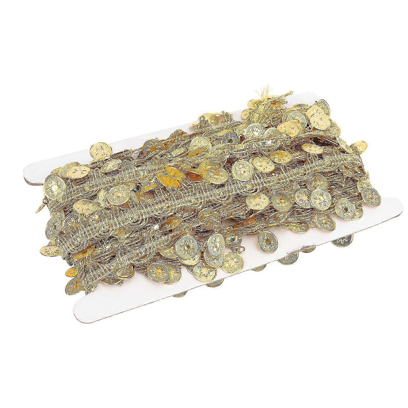 10 Yards Gold Waist Chain Ethnic Style Handcraft Round 8 Leaf Flower Polishing Gold Belly Chain for Beach Dress Bikini