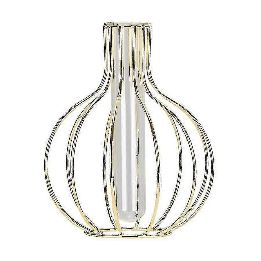 Metal Frame Test Tube Vase for Hydroponics
