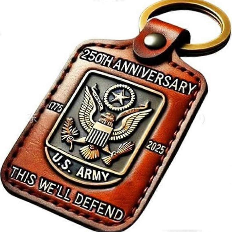 250th Anniversary Military Commemorative Leather Keychain, U.S. Marine Corps/Army/Navy Collector's Keyring Gift