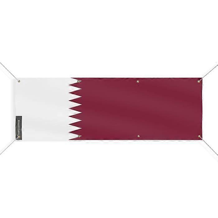 Qatar Flag Banner - PIXELFORMA - 70x210 cm - Durable Polyester - 8 Reinforced Eyelets