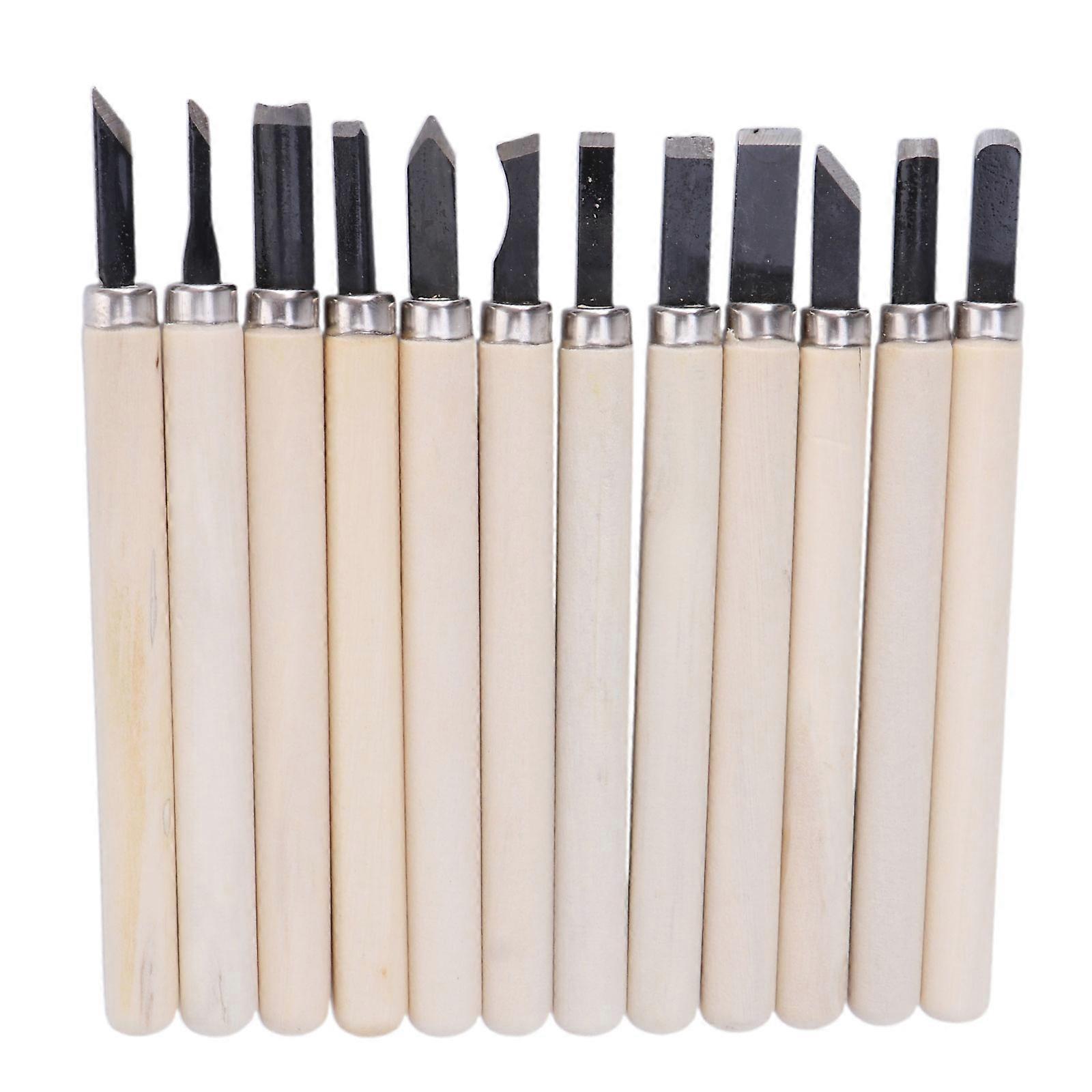 12pc Professional Wood Carving Hand Chisel Knife Tool Set Woodworkers Gouges