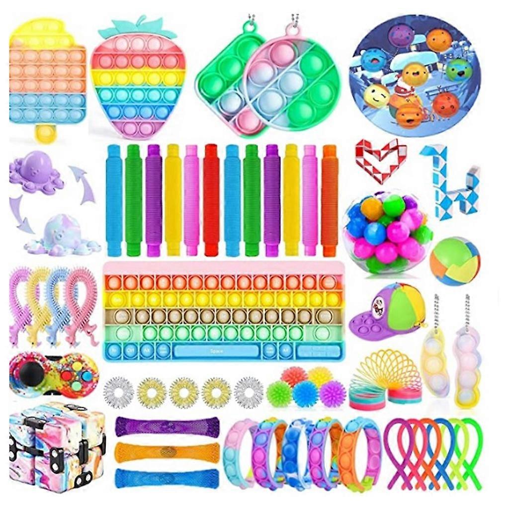 Anxiety Relief Toy Decompression Combo Simple Dimple Push for Pop Board Fidget Keychain Plate for Adults Kids Special Ne