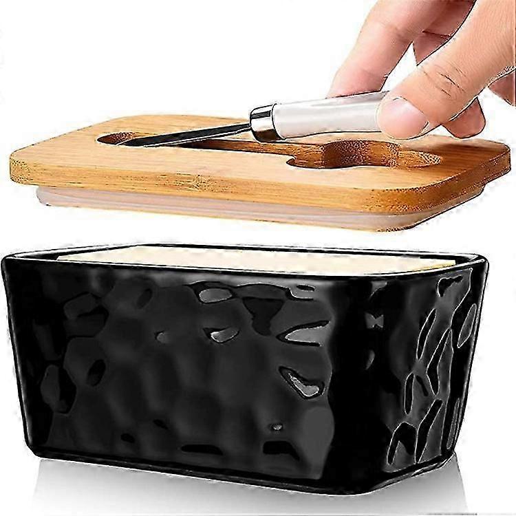 Butter Dish, Porcelain Butter Dish With Knife And Lid, Upgrade Airtight Large