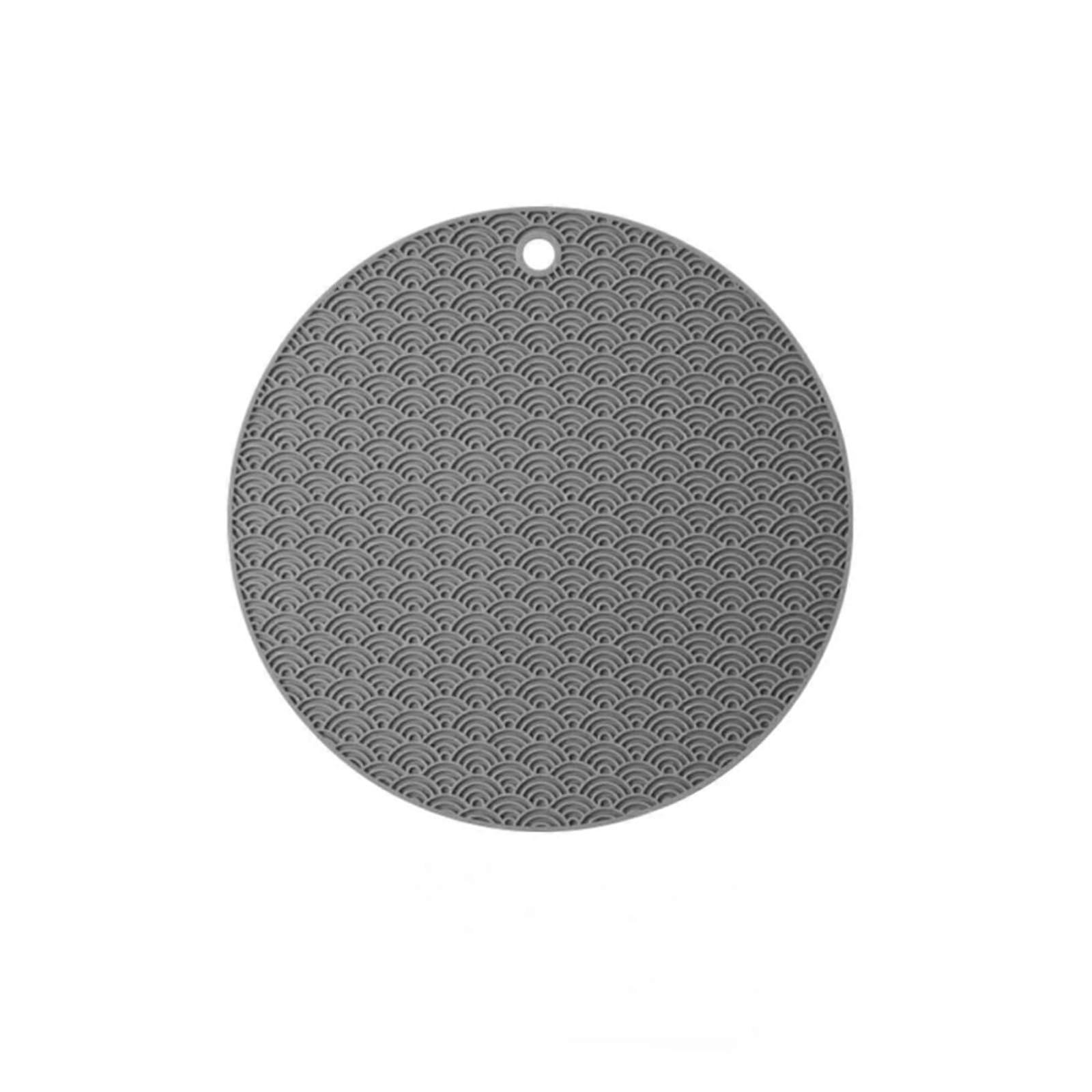 Auspicious Clouds Waves Silicone Table Mat, Large Grey Round Placemats for Kitchen, Dining, and Christmas Decor