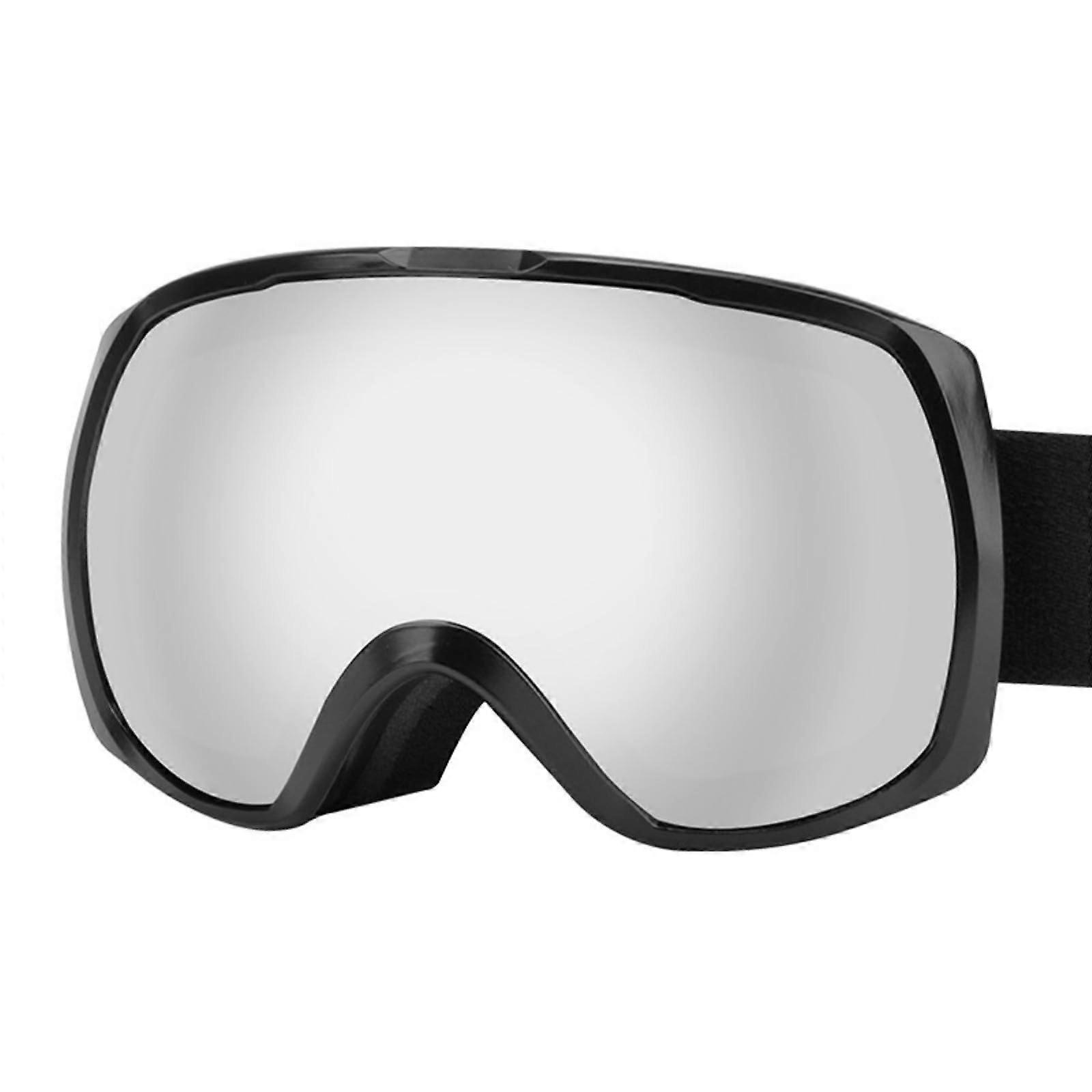 Ski Goggles Fog Resistant Comfortable Fit for Men and Women, Black Frame, Silver Lens for Skiing, Snowboarding, Cycling