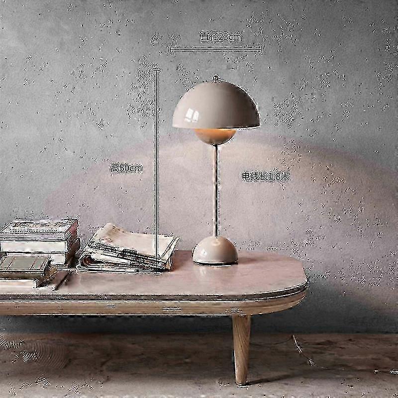 (Large Gray Beige) 2023 New Denmark Bud Table Lamp Retro Table Lamp American Style Desk Lamp Charging Lamp Touch Nordic Decoration Table Lamp