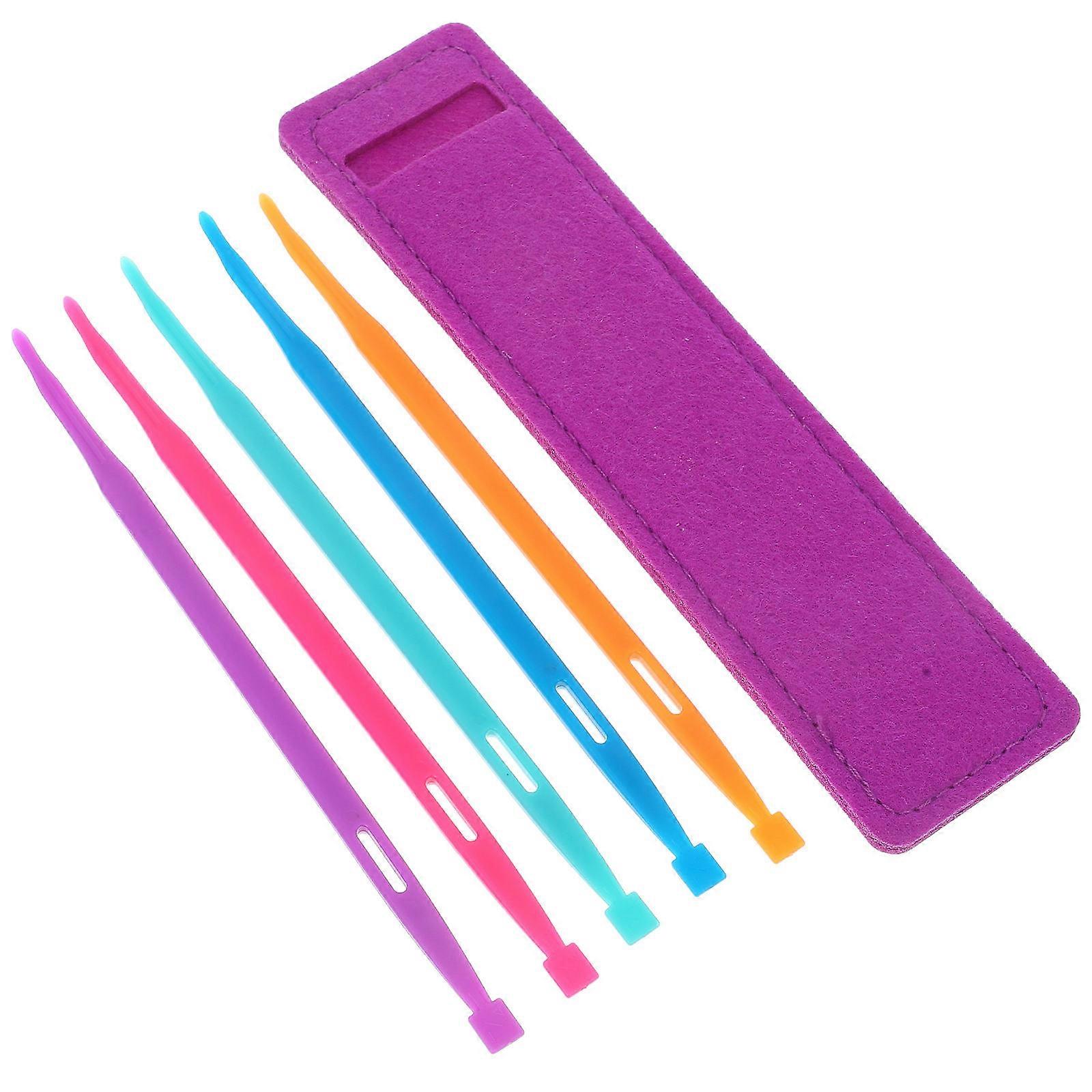 Portable Waist Belt Sewing Kit with Threading Tools, Multifunctional Strap Threader, Hand Sewing Needles, and Purple Felt Storage Bag for Organized