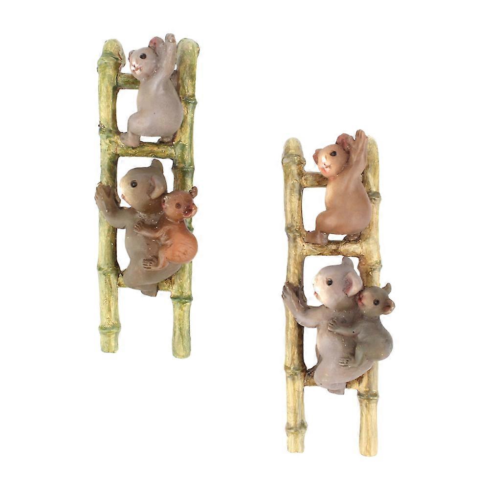 Cute Koala Climbing Ladder Statuette for Decoration Vivid and Realistic Resin 2Pcs