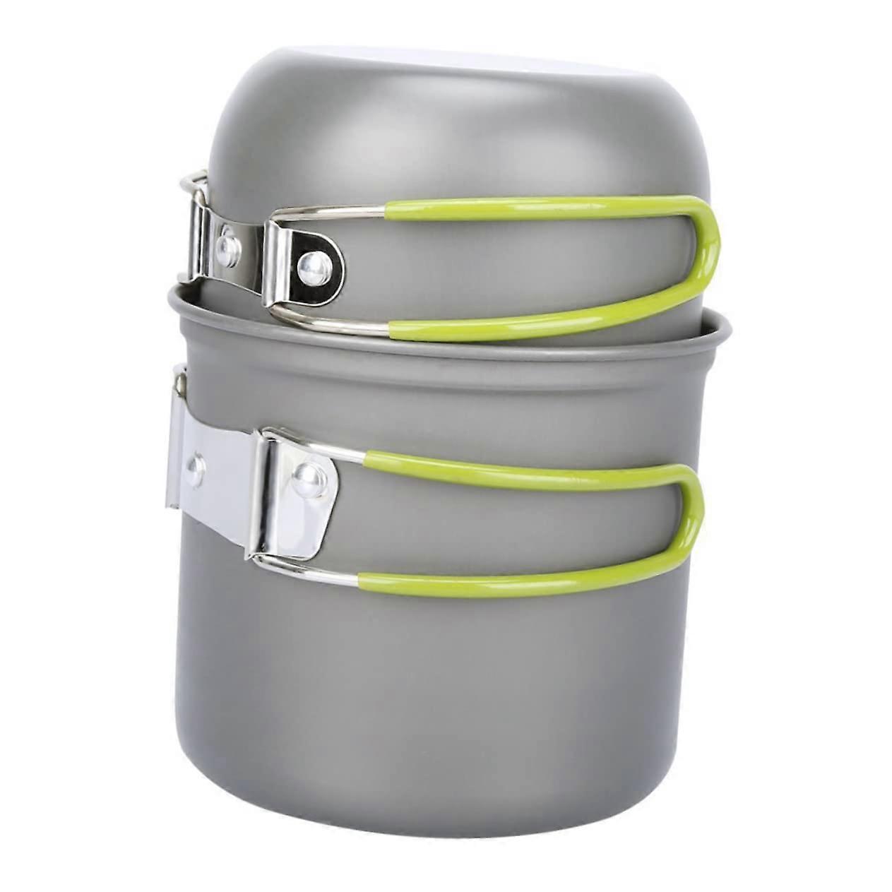 1 Set Cookware Aluminium Alloy with Green Foldable for Camping and Outdoor Activities on the Go