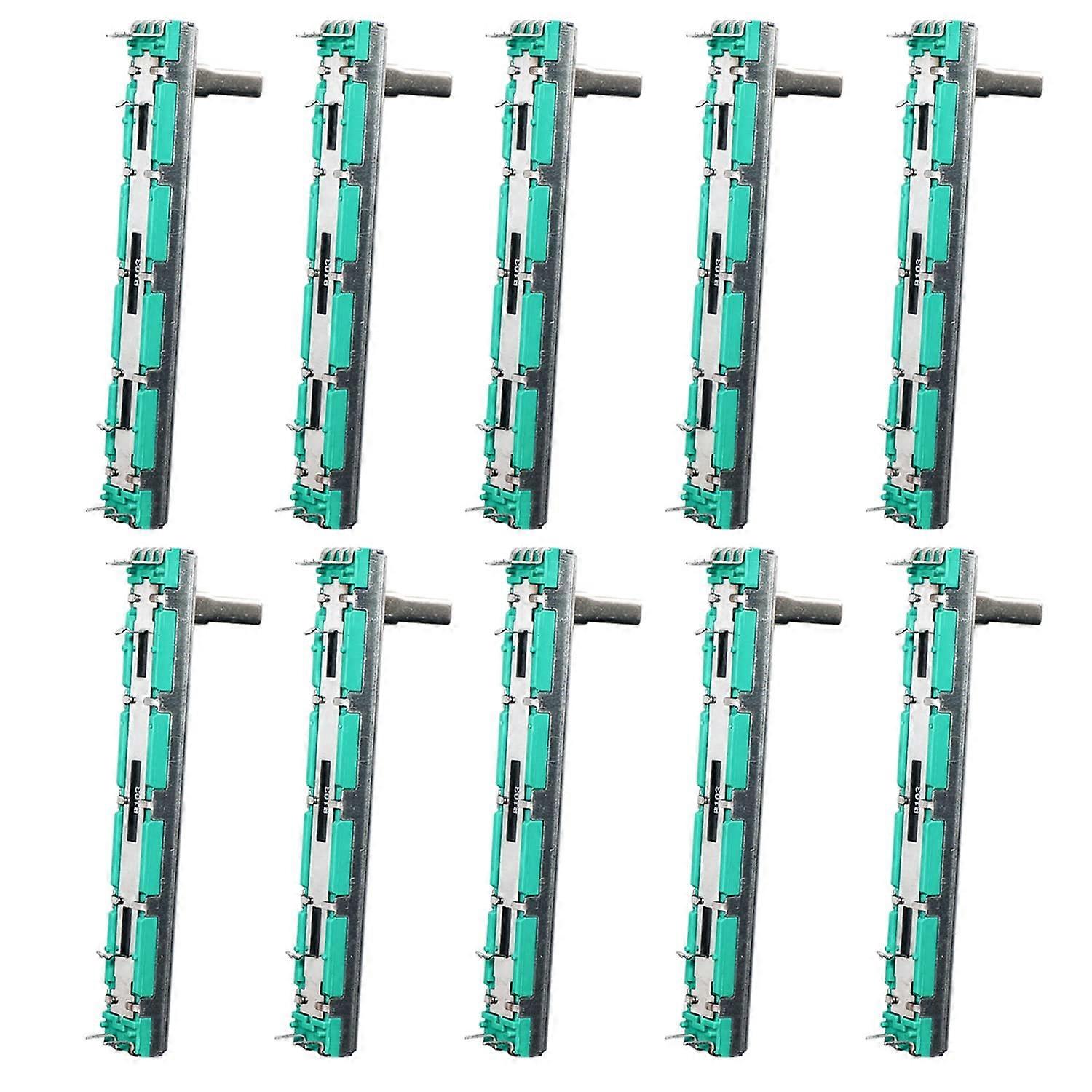 10K Dual Linear Slide Potentiometer 75mm Volume Control B103-10K for Audio Electronics - 10 Pieces