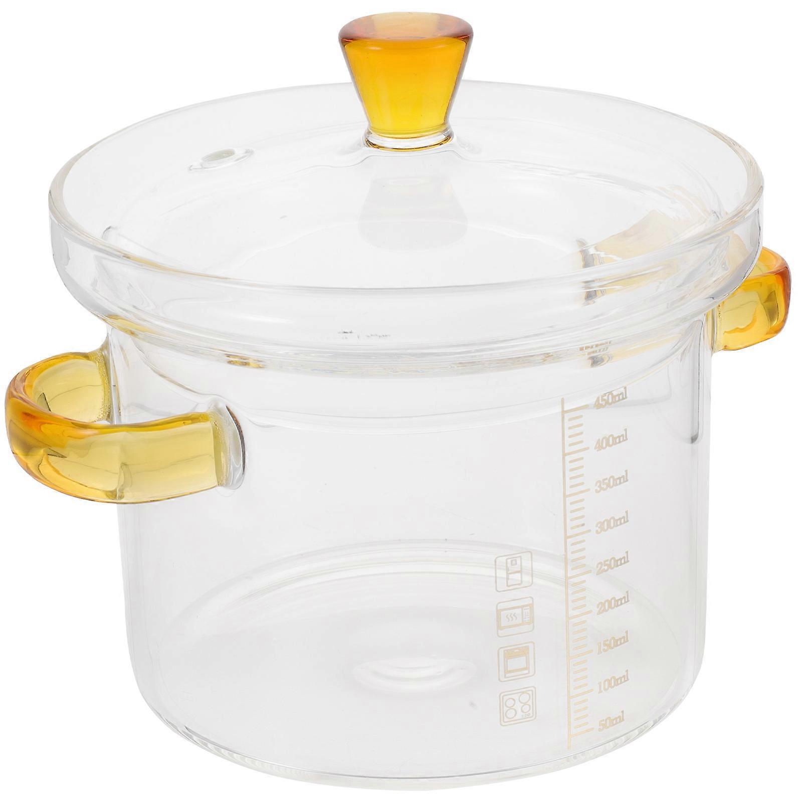 Glass Saucepan with Lid for Home Use 450Ml Glass Cookware