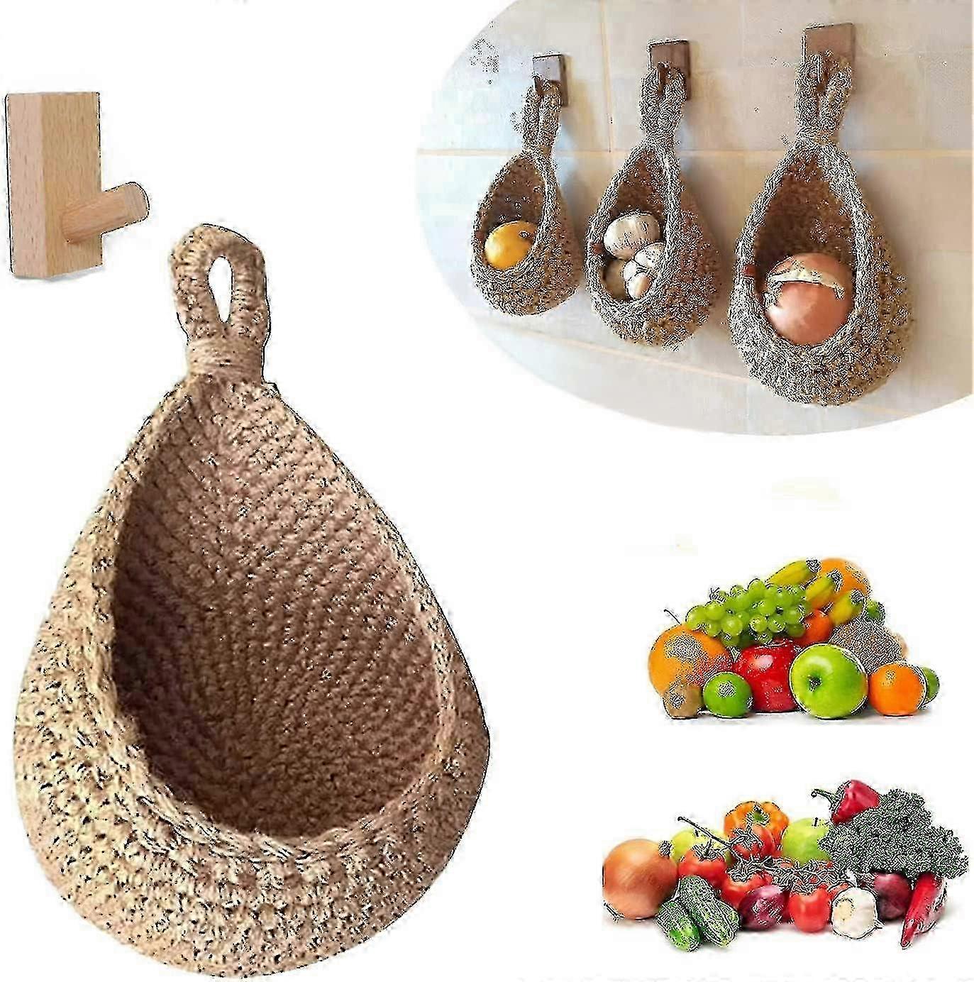 2025 Wandbehang Obst- und Gemüsekörbe (18 * 175 * 225 cm) Jute Wassertropfenform handgewebte Früchte oder