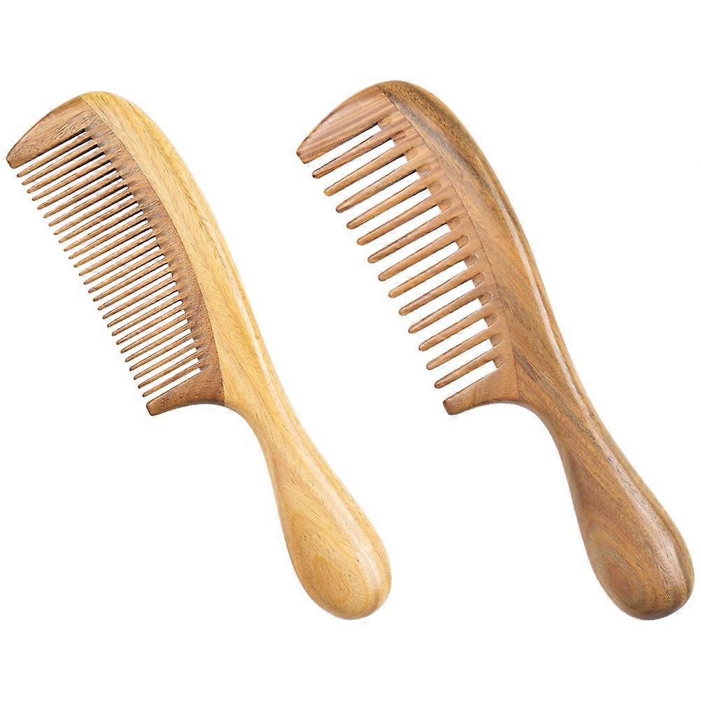 Massaging Comb Smoothing Durable Comb Natural Wood for Ladies Daily Use Anti-Tangling 18.50X5.00X1.00CM 2Pcs