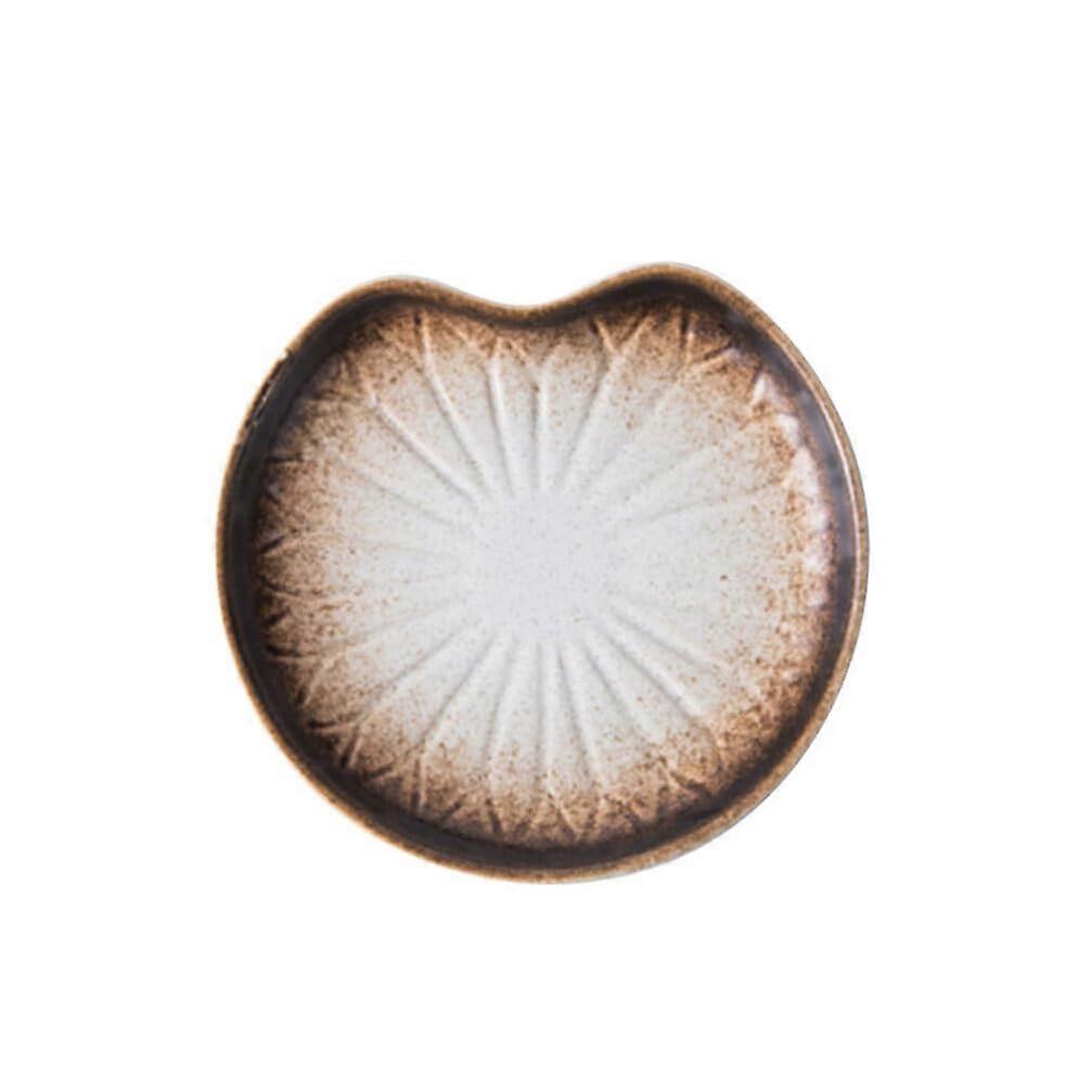 Lotus Leaf Ceramic Plate - Mocha Color Dinner Plate, Appetizer Serving Dish, Dessert Tableware for Restaurant