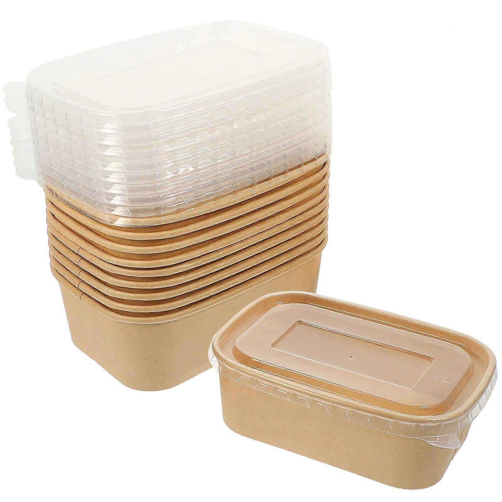 10 Sets of Kraft Paper Food Boxes Fried Snacks Containers Practical Food Packaging Boxes