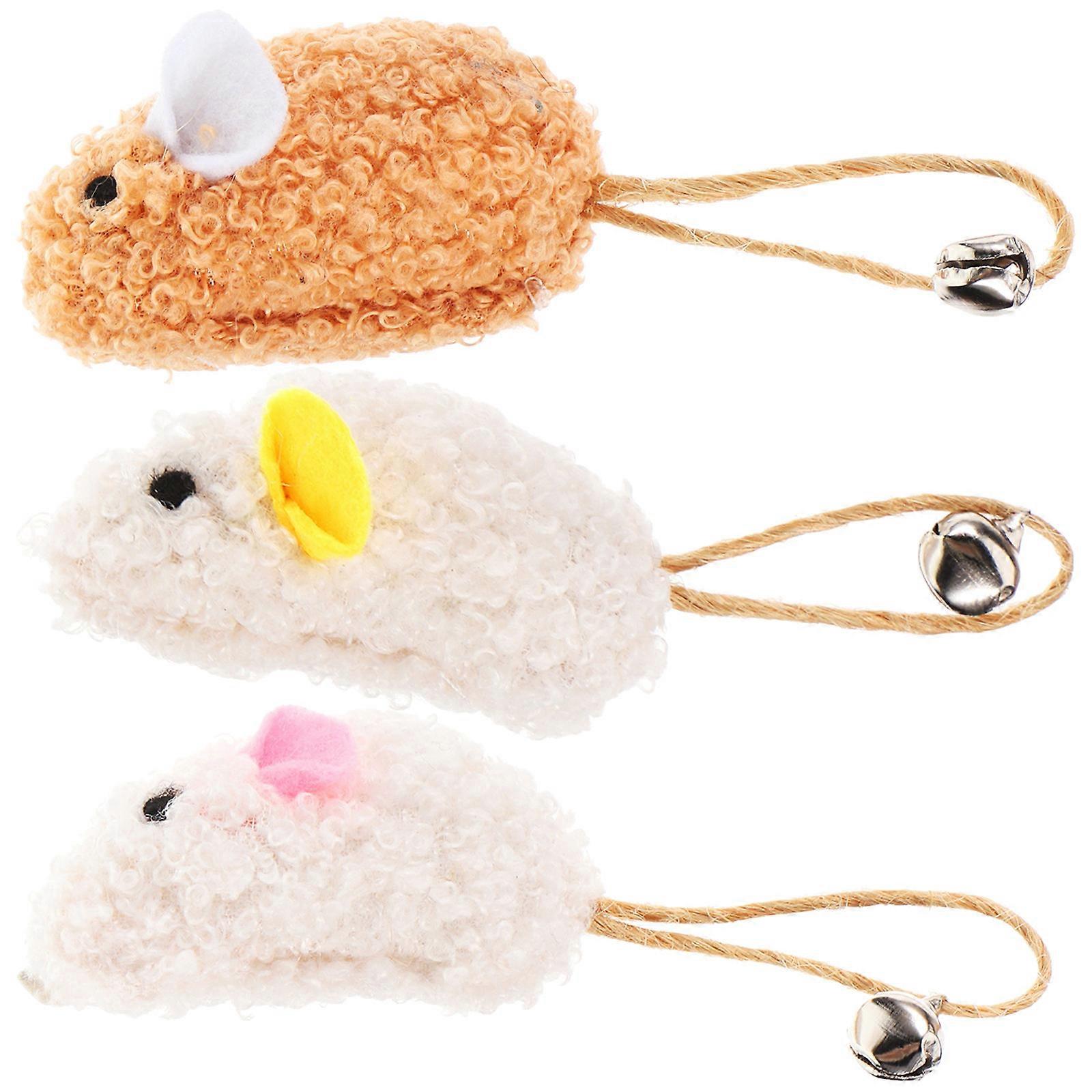 Kitten Toys Teasing Cat Toys Interactive Design Pet Cats Plush Mouse Shape 5.50X3.00X3.00CM 3Pcs