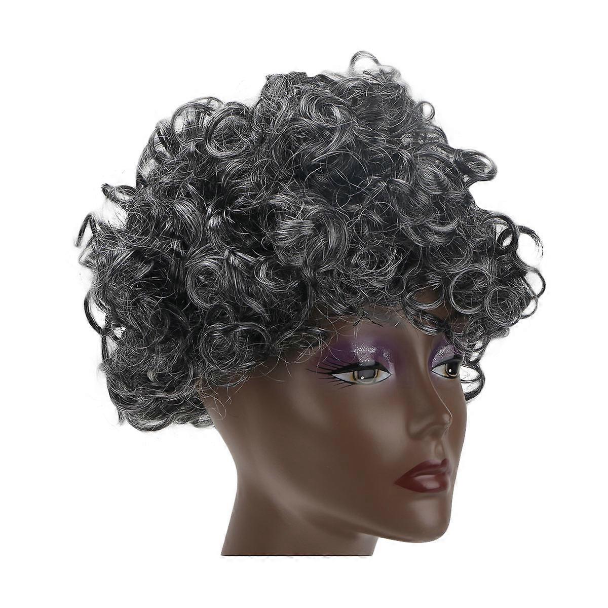 Role Playing Cosplay Wigs Grandma Wig Dark Grey Curly Curls Costume Props for Costume Parties 1Pack