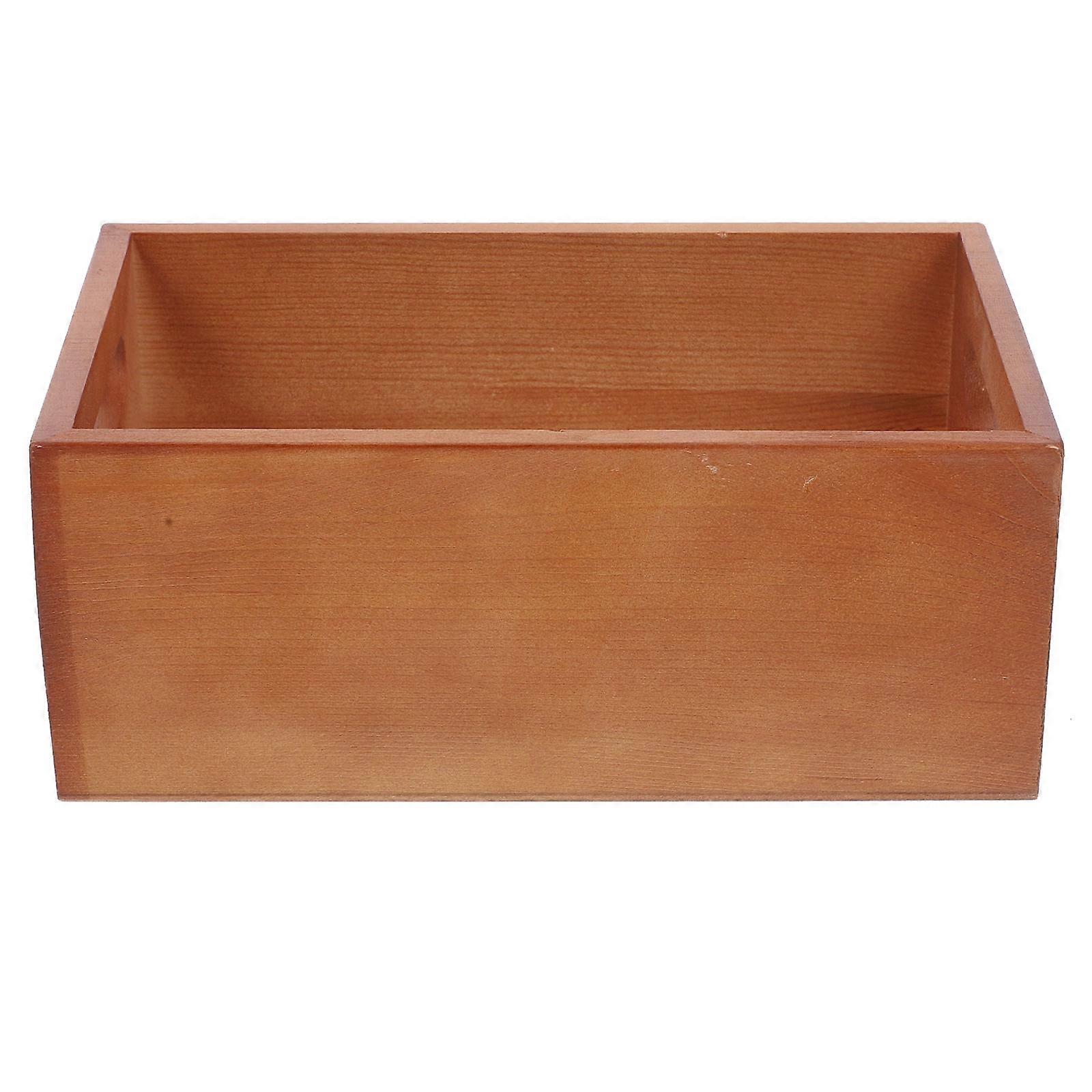Wood Storage Box Square Shape Craft Organizer Rustic Style 25X15CM 1Pcs