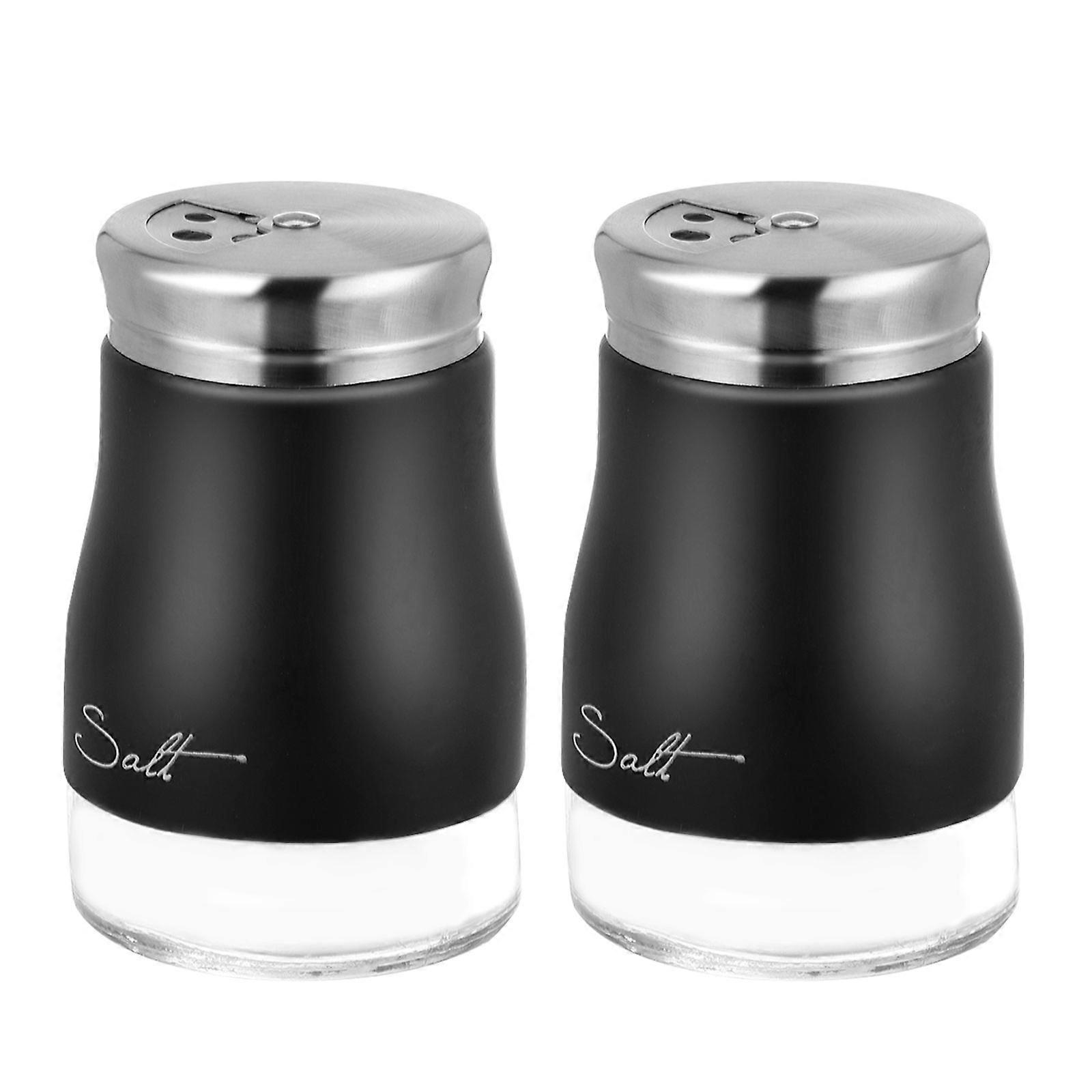Empty Seasoning Bottle Kitchen Salt Pepper Container Home Use Black 2Pcs