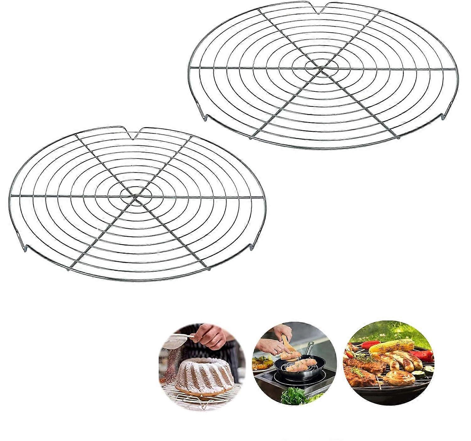 Round Cooling Rack 30cm Set of 2 for Baking Cakes Roasting Grilling and Bread Cookies