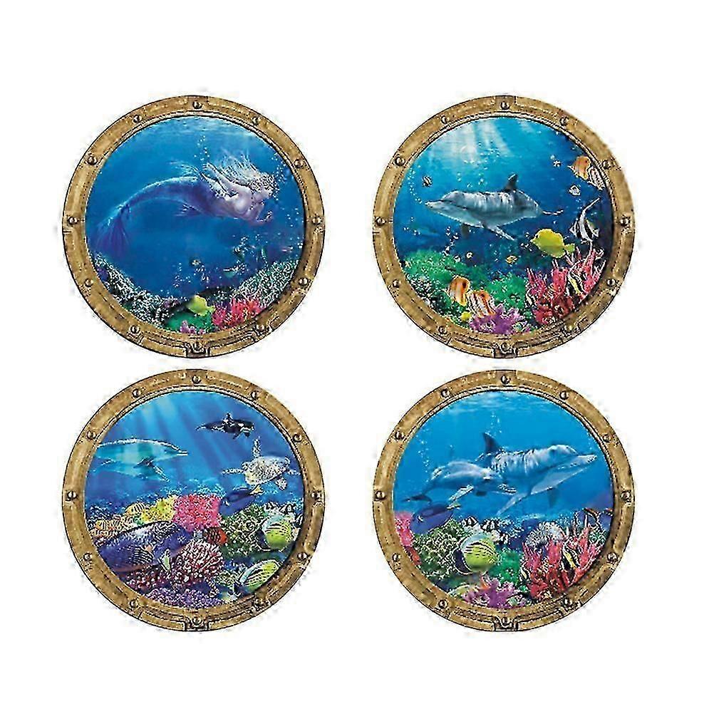 4 adet Deniz Hayvanı PVC Çıkartmalar 3D Hayvan Çıkartmaları DIY Kendinden yapışkanlı Çıkartmalar