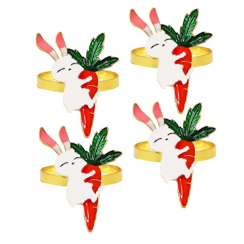 Dining Table Napkin Holders Bunny And Carrot Napkin Rings Easter Multi Colored 7 20X5 00X4 50CM Holds Napkins Securely 4Pcs