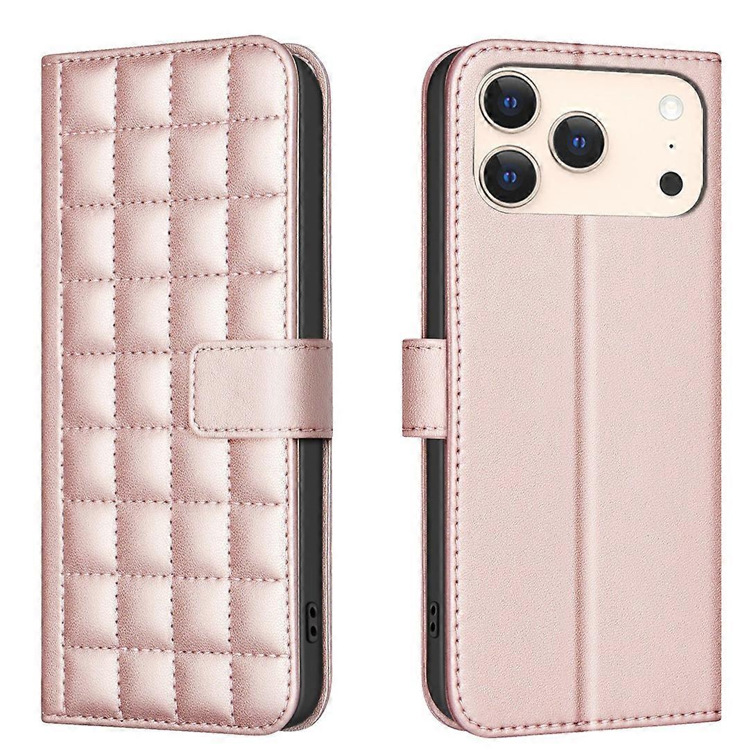 For iPhone 17 Pro Max Leather Case BINFEN COLOR Square Grid Wallet Stand Phone Cover