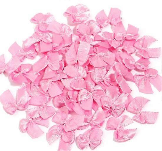200pcs rose Mini arcs : fait à la main projet bricolage couture accessoires - Polyester ruban Bowknot - 0,8 pouce minuscule arcs d’artisanat préfabriqués