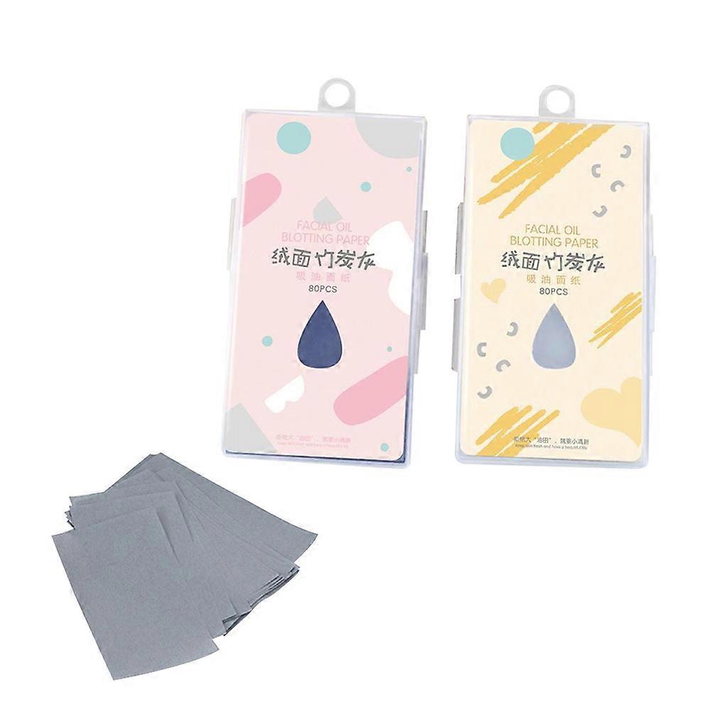Facial Oil Blotting Paper Premium Bamboo Charcoal For Men Women Home Use 11.4cm x 6.4cm Oil Absorbing 2 Boxes
