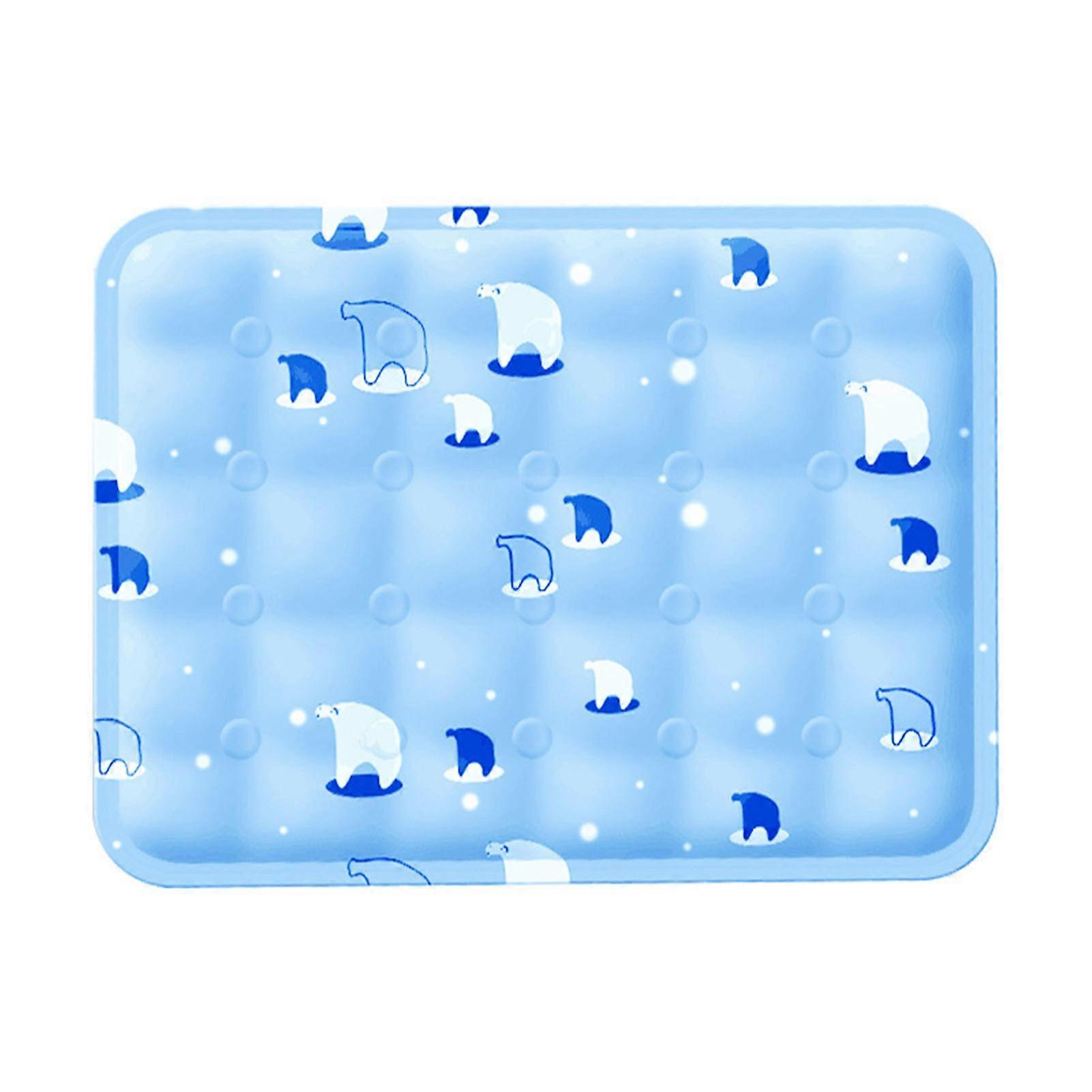 Pet Cooling Mat Waterproof Soft Scratch Resistant Safe Thickened Cat Dog Ice Pad Bed for Summer Sky Blue Ice Bear S