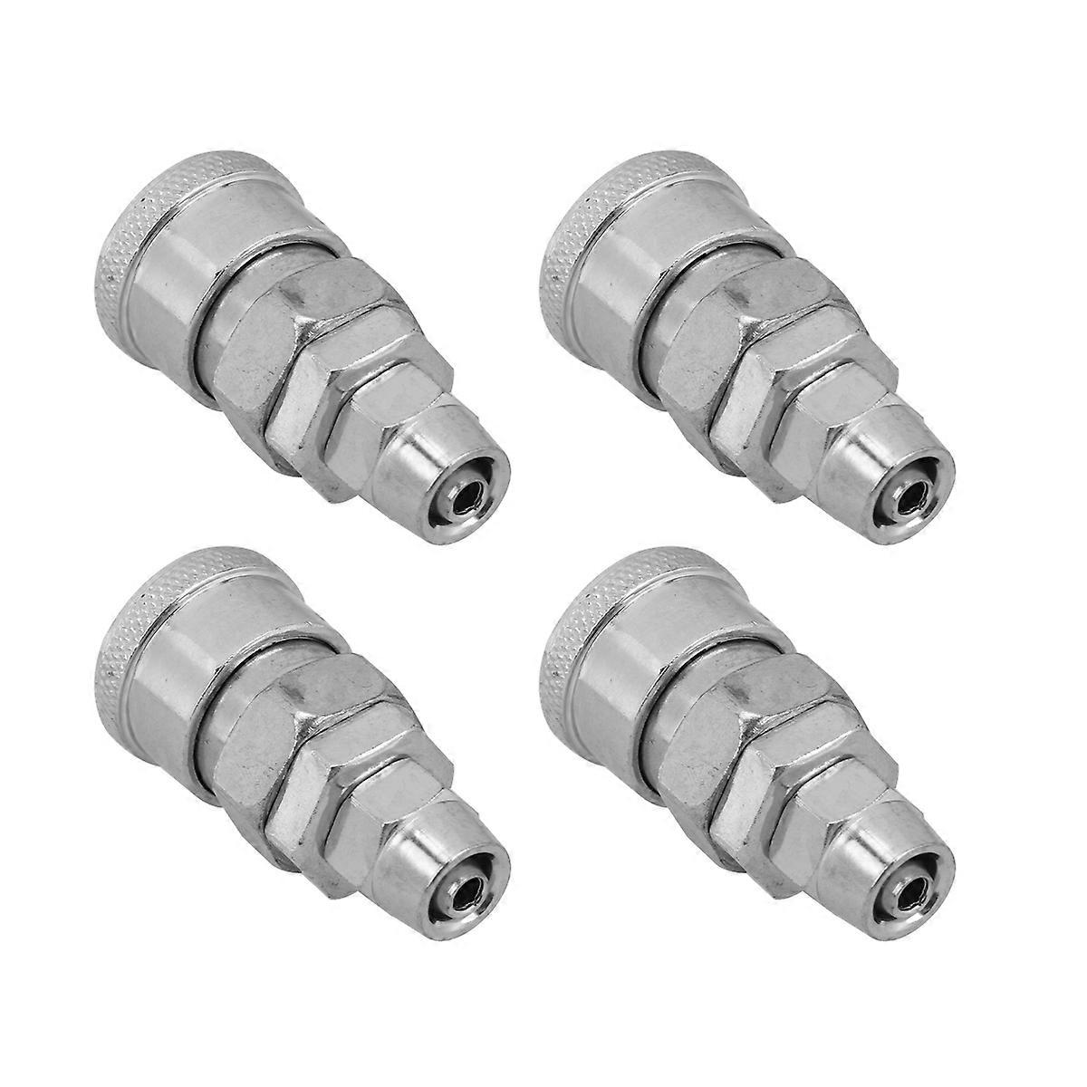 Metal Pneumatic Fitting C-Type Self-Locking Quick Coupling Pneumatic Joint For Automation Equipment Silver 4Pcs