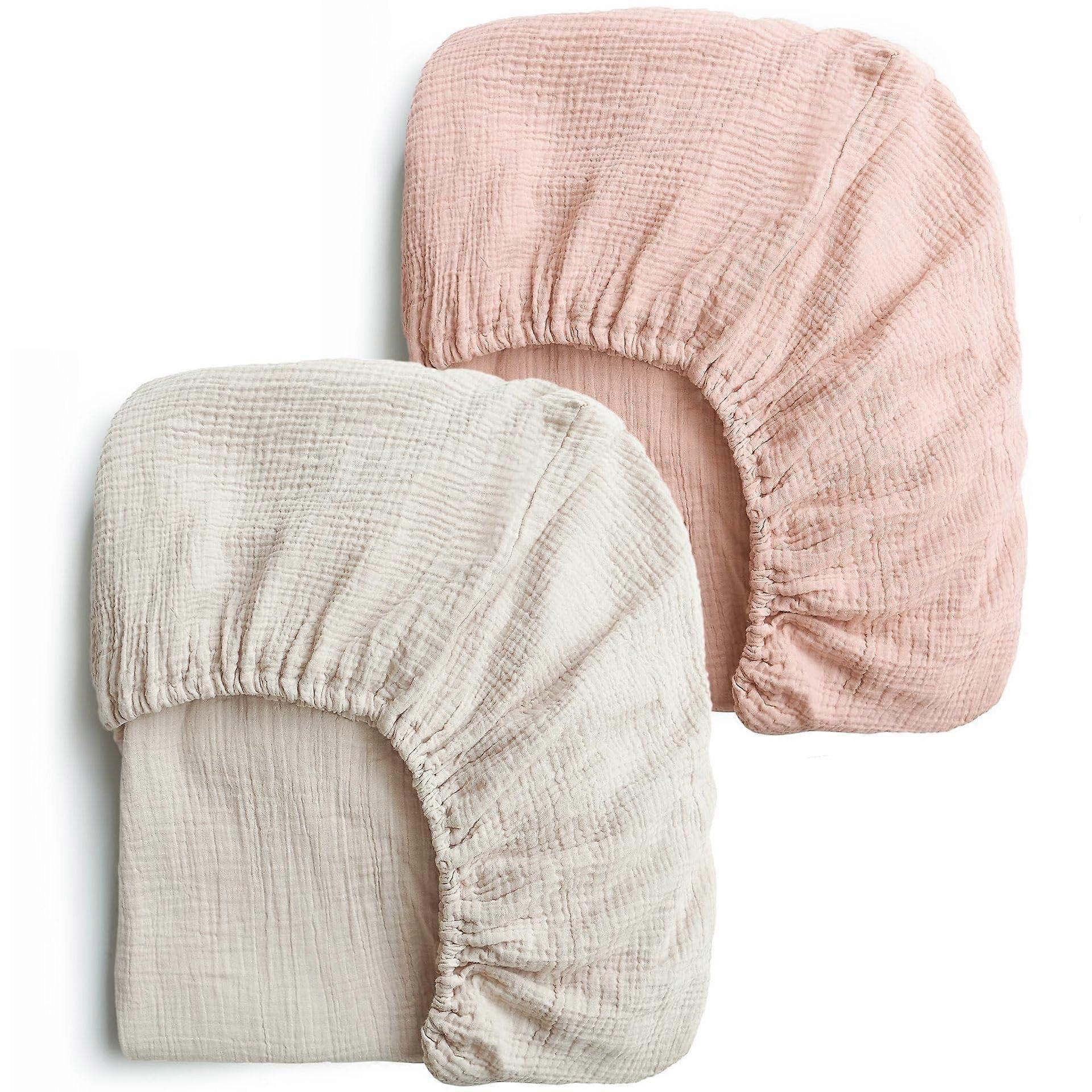 Twopiece crib sheet set with enlarged changing table, elastic printing, removable cover, 96cm x 61cm.