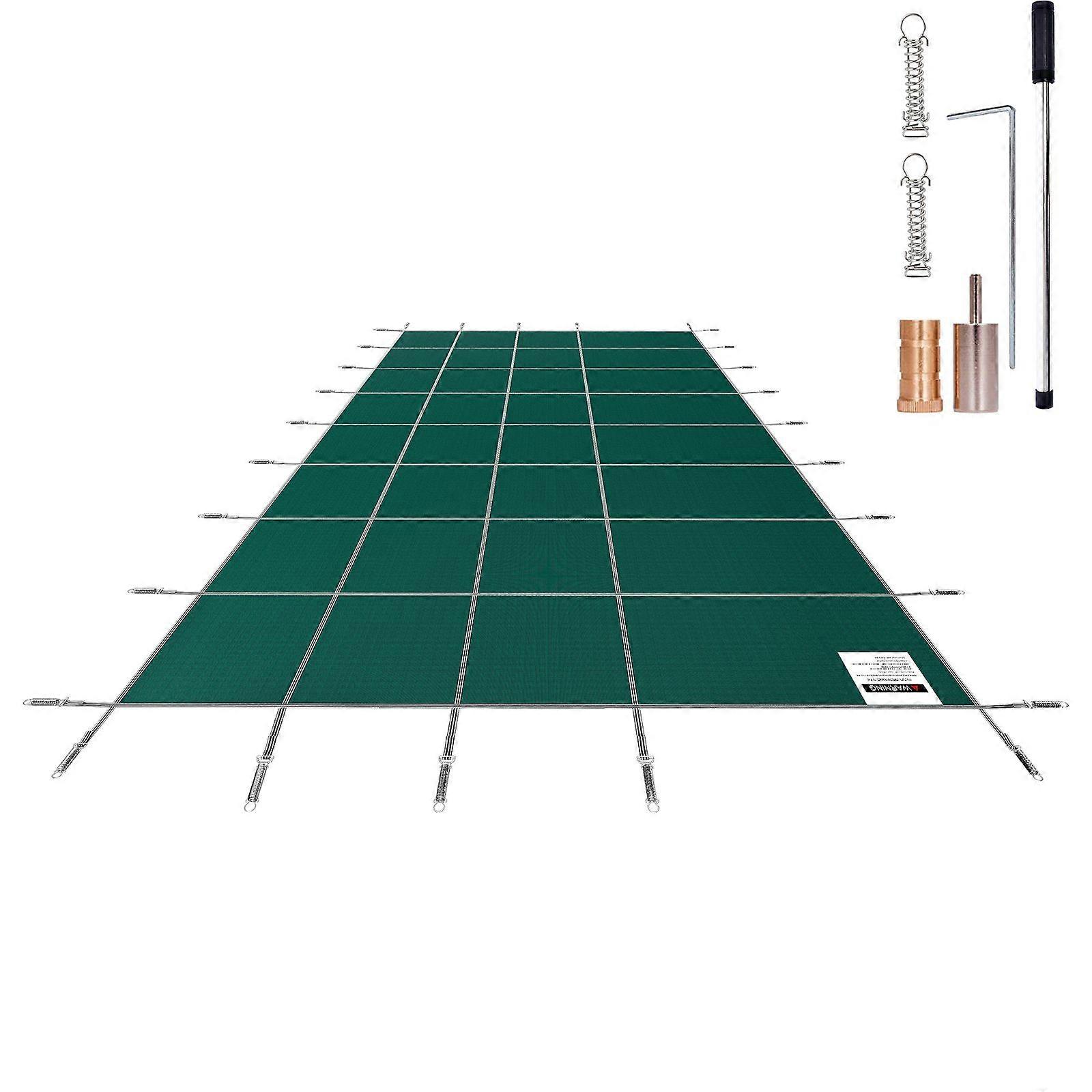 rektangulär säkerhetsnät poolskydd 18x34 ft grön vinter utomhus