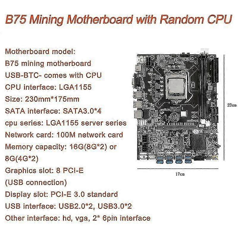 B75 8usb Btc Mboard Kit+cpu+2x4g Ddr3 Ram+128g Ssd+cpu Fan+sata Cable+ Grease A1155 D