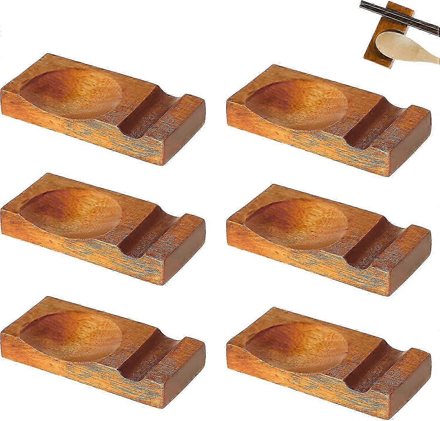 2024 Six-Piece Wooden Utensil Rest Set for Dining Etiquette