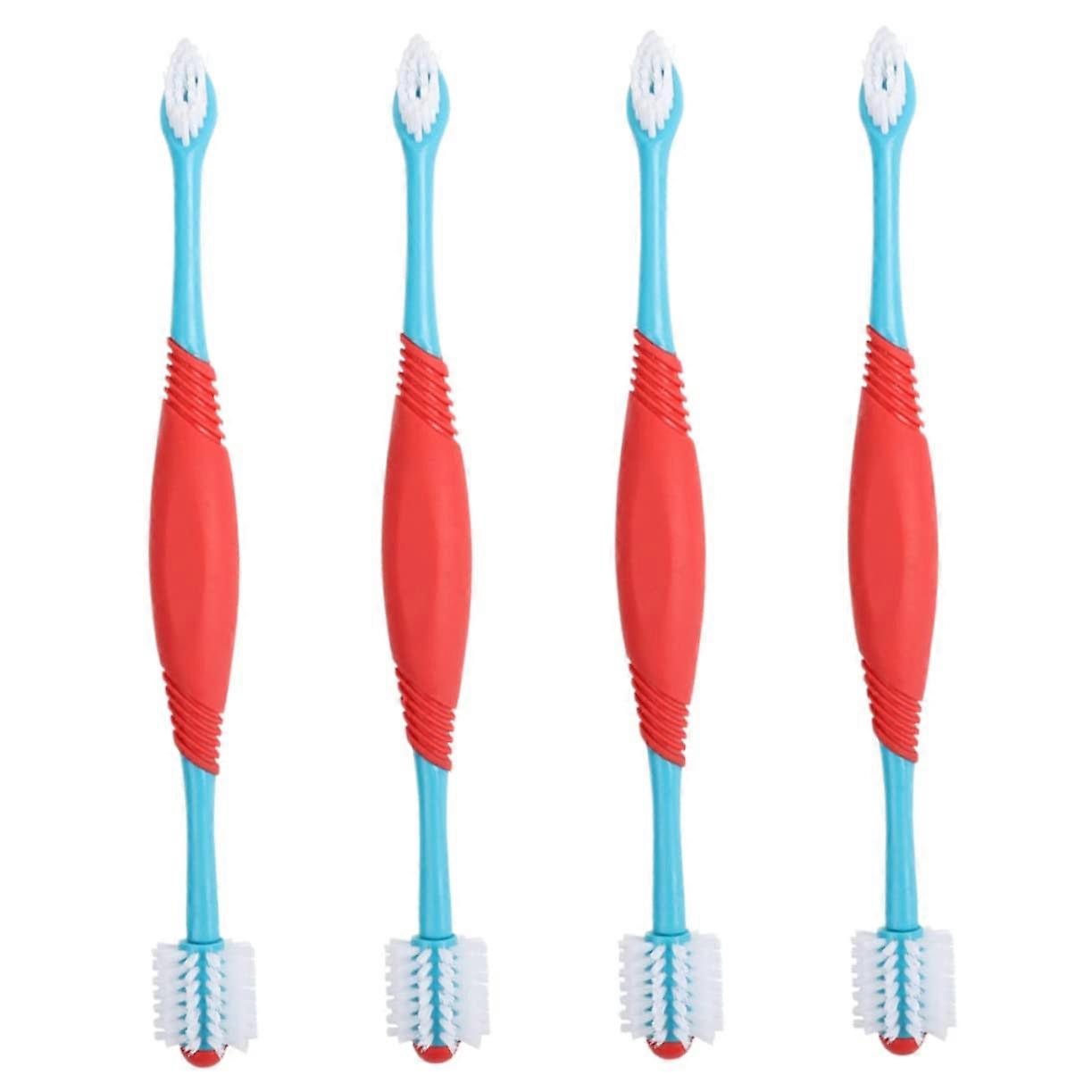 Pack of 4 Double Head Pet Toothbrushes for Dogs and Cats, Soft Bristles, Effective Dental Hygiene Tools