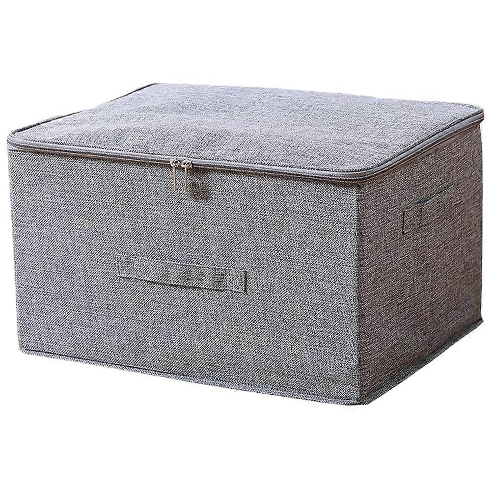 Collapsible Grey Clothes Storage Box Organizer for Blankets, Towels – Bedroom & Home Storage Solution