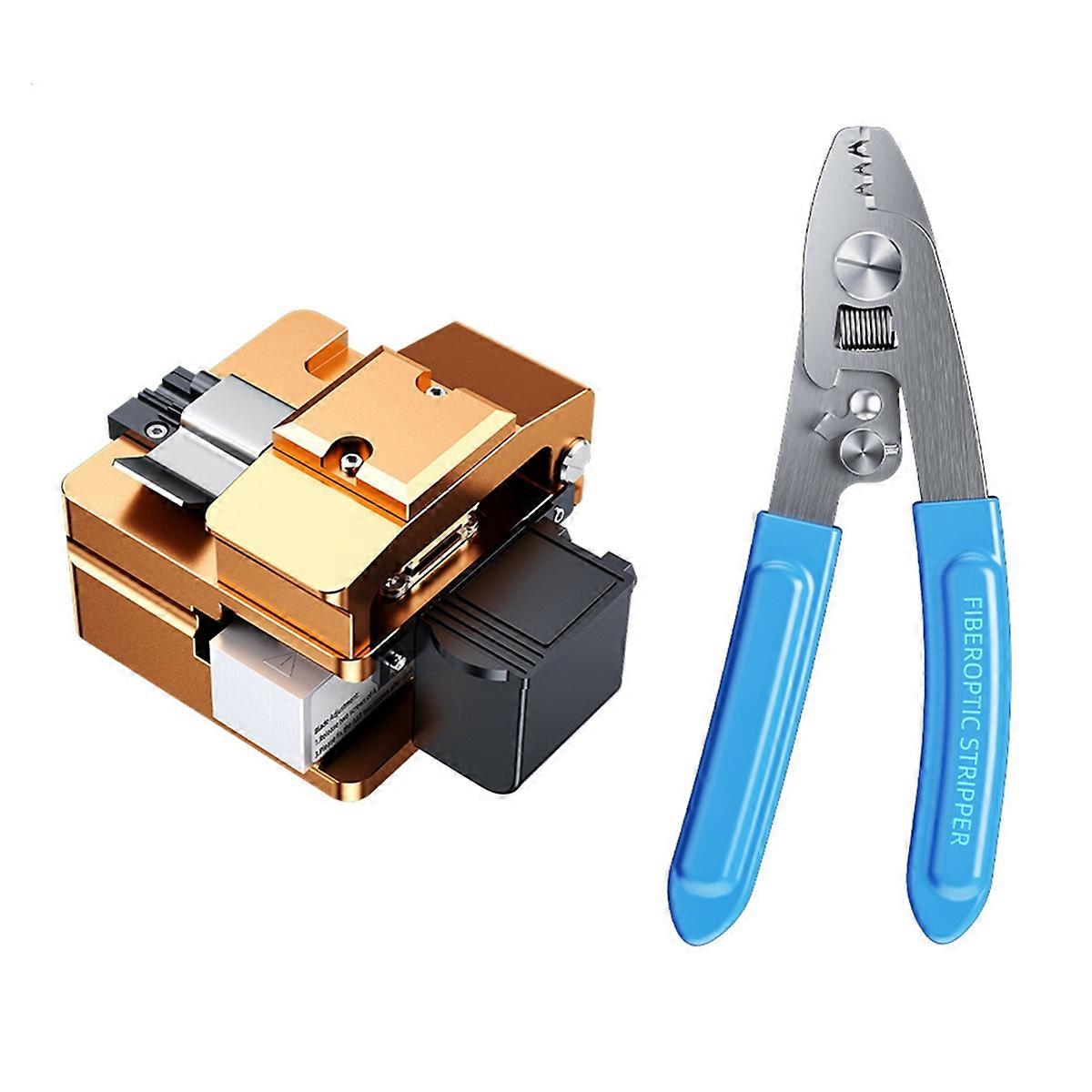 S09 Fiber Optic Cleaver+Pliers Light Optical Fiber Fusion Splicer Cutter with Dust Bin FTTH Fiber Co