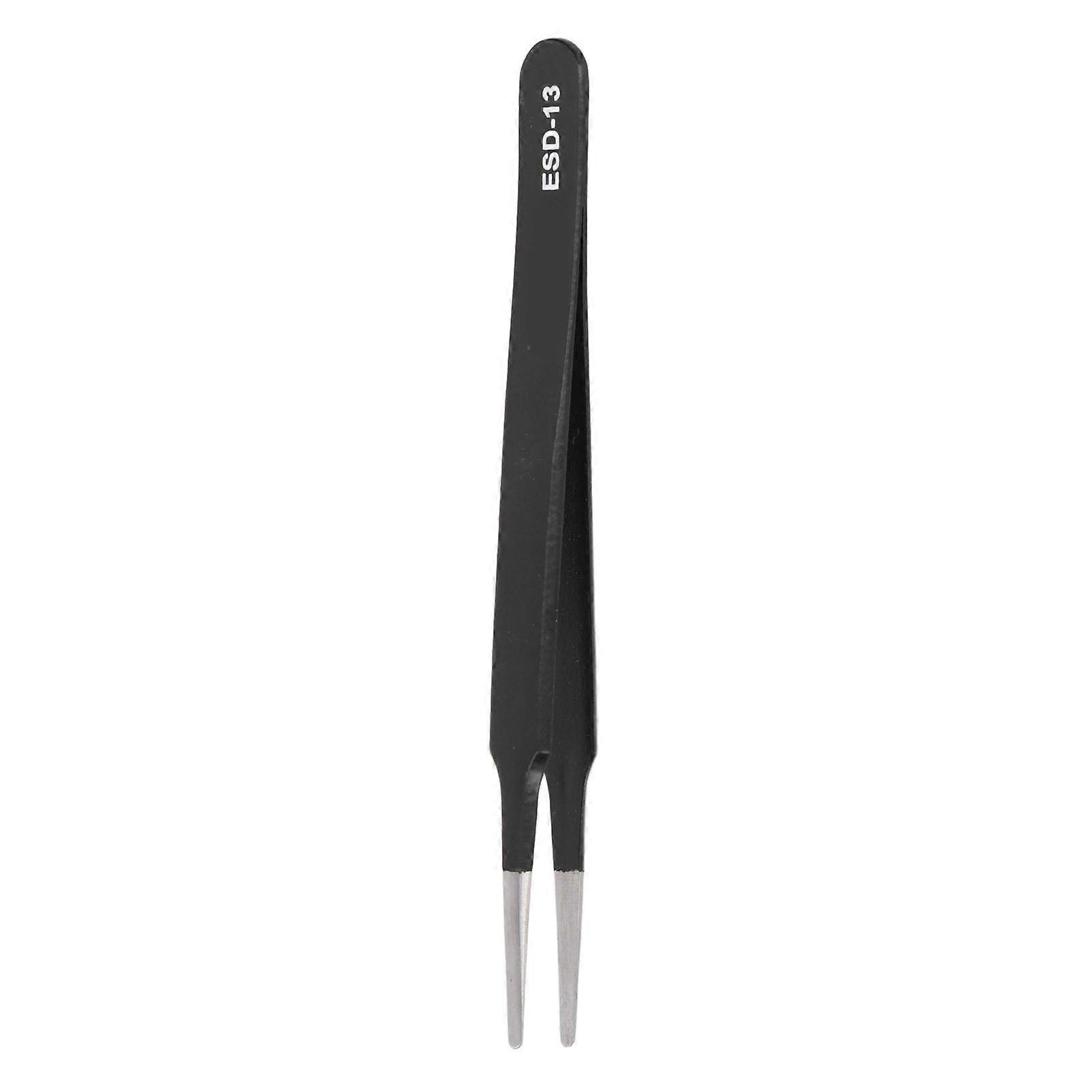 Static Resistant Stainless Steel Flat Head Eyebrow Tweezer for Accuracy Electronic Components