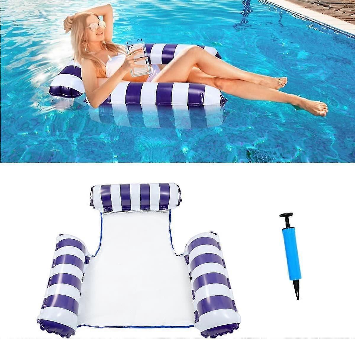 Floating lounge chair, swimming pool inflatable hammock 4-in-1 floating lounge chair, floating hammock, inflatable mattress, water floating bed