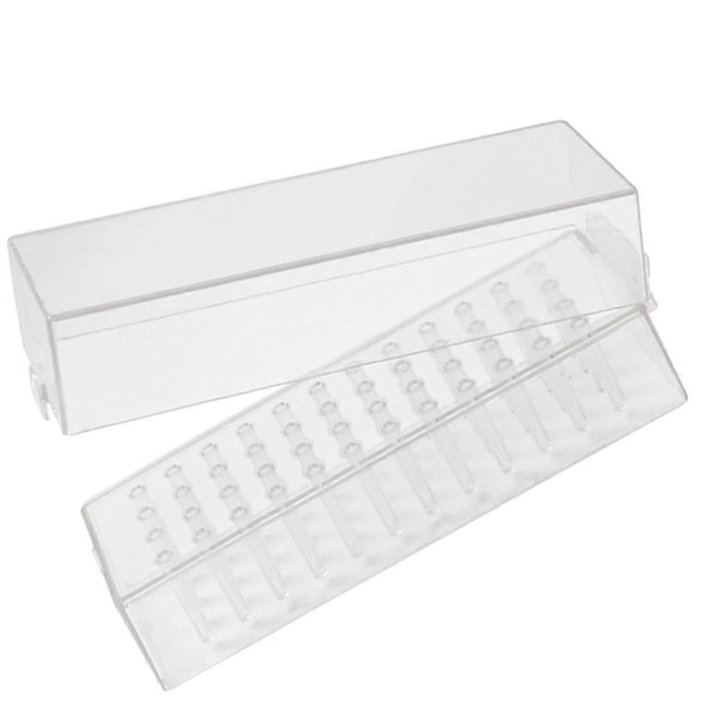 Transparent Nail Drill Bits Storage Box with Multi Holes for Manicure Polishing Heads – Desktop Organizer Case for Nail Grinding Tools Storage and
