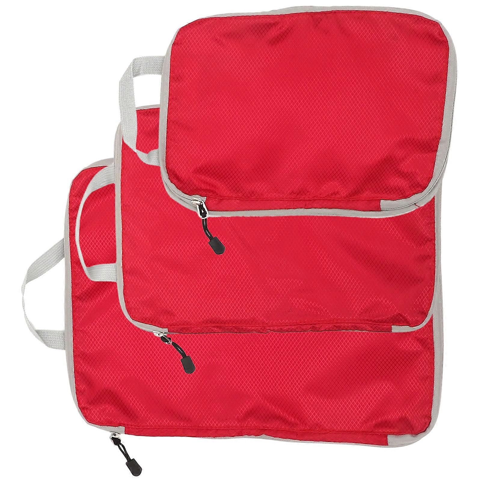 Travel Storage Bags Organizer Pouches Travel Accessories Red Nylon Compression Design 3Pcs