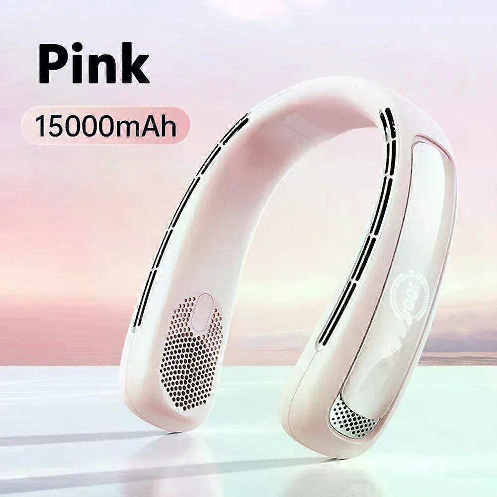 15000mah Portable Neck Fan Smart Digital Display USB Rechargeable Outdoors Bladeless Silent Cooling Neck Fan For Summer Sport