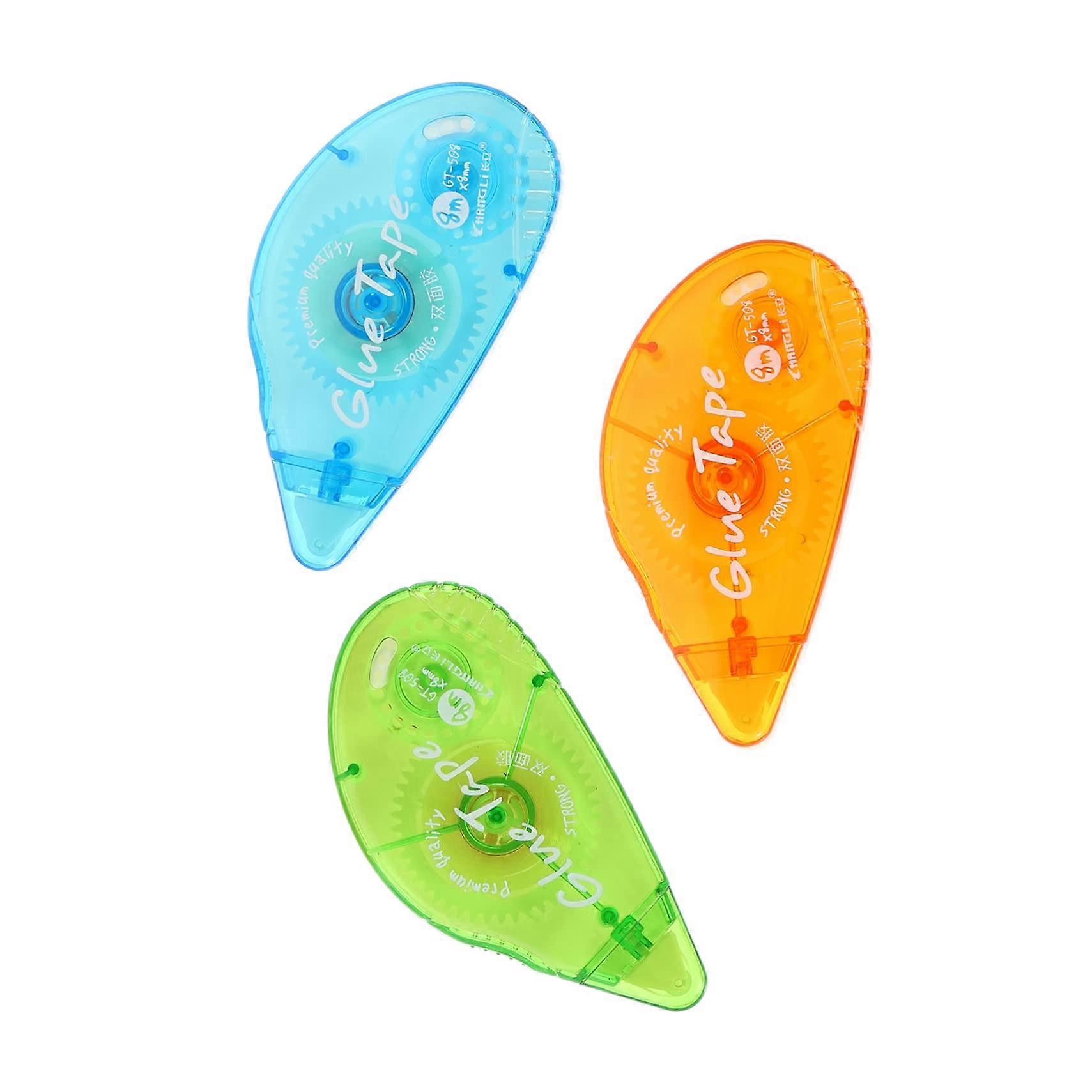 Compact Adhesive Tape – 3 Pieces with DoubleSided Adhesive Dots, for Students, Kids, Office, Creative Projects, 9X5X2CM, Assorted Colors.