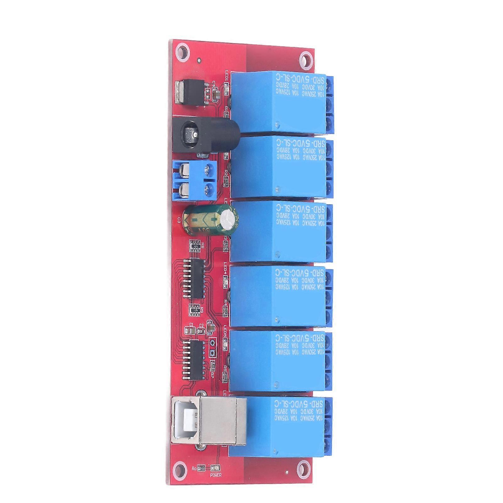 6 Channel USB Relay Module Modes Adjustable HID Drive Free USB Relay Board for Home Farm 5V 
