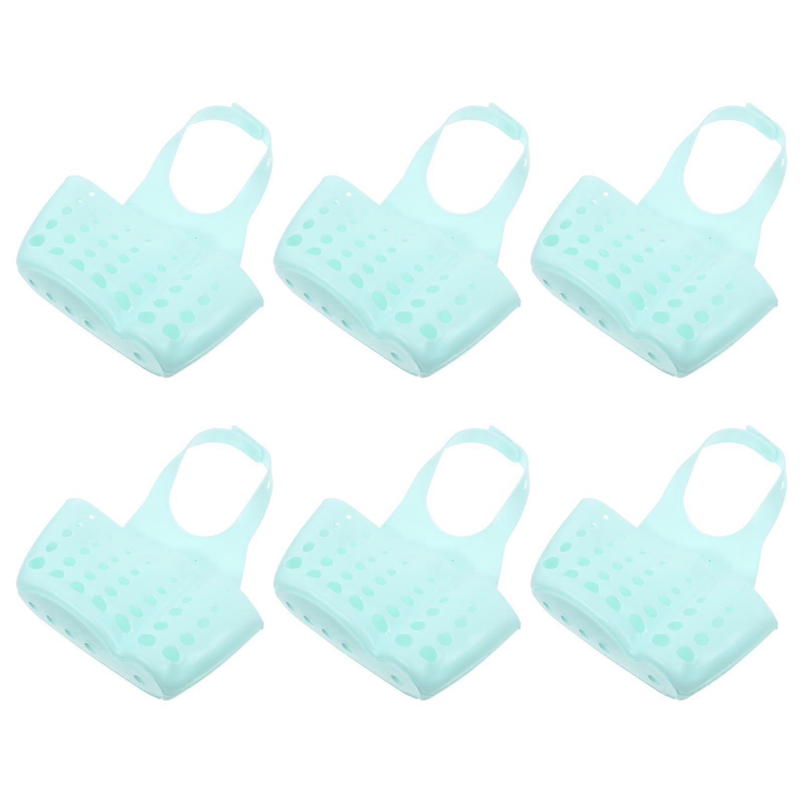 Sink Organizer Sponge And Brush Holder Draining Hollow-Carved Design Blue 18X14X0.1CM 6Pcs