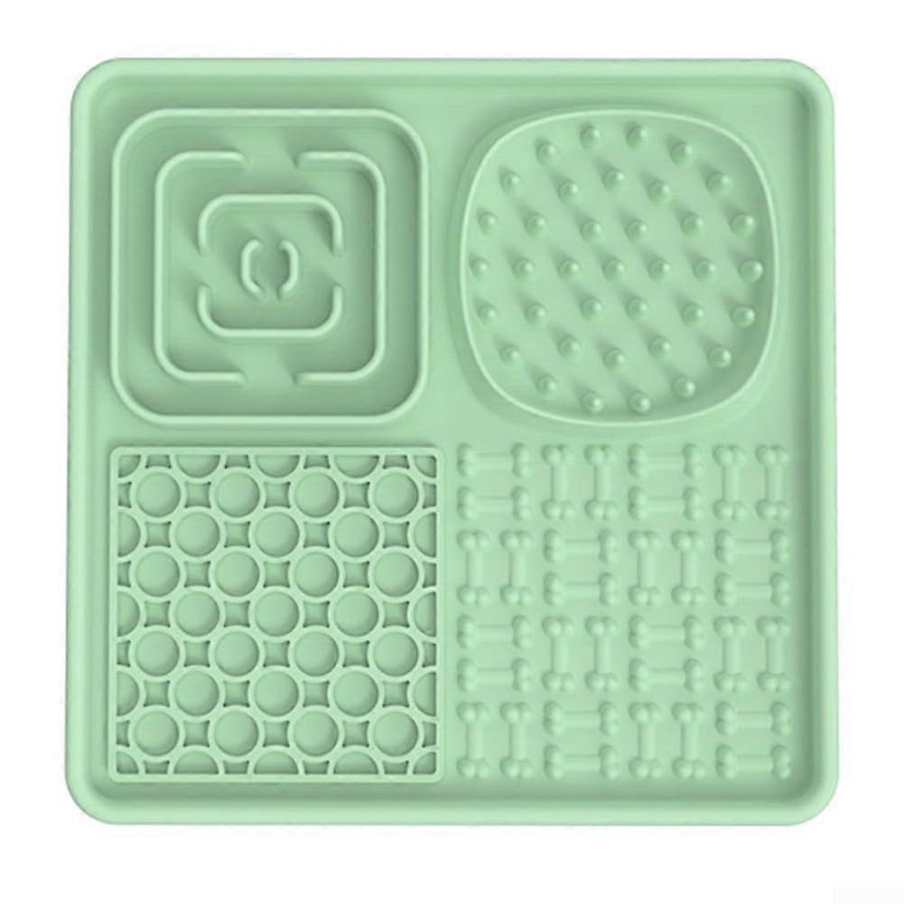 Non-Slip Suction Cup Slow-Feed Mat For Dogs And Cats, Silicone Material, Green Color, Easy-Clean