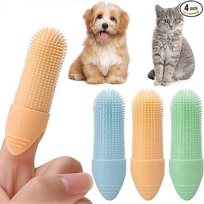 Dog Cat Toothbrush, 3 Pack Silicone Puppy Finger Tooth Brush Removes Plaque Tartar Toothbrush with Soft 360 Bristles Teeth Cleaning Product for Pet