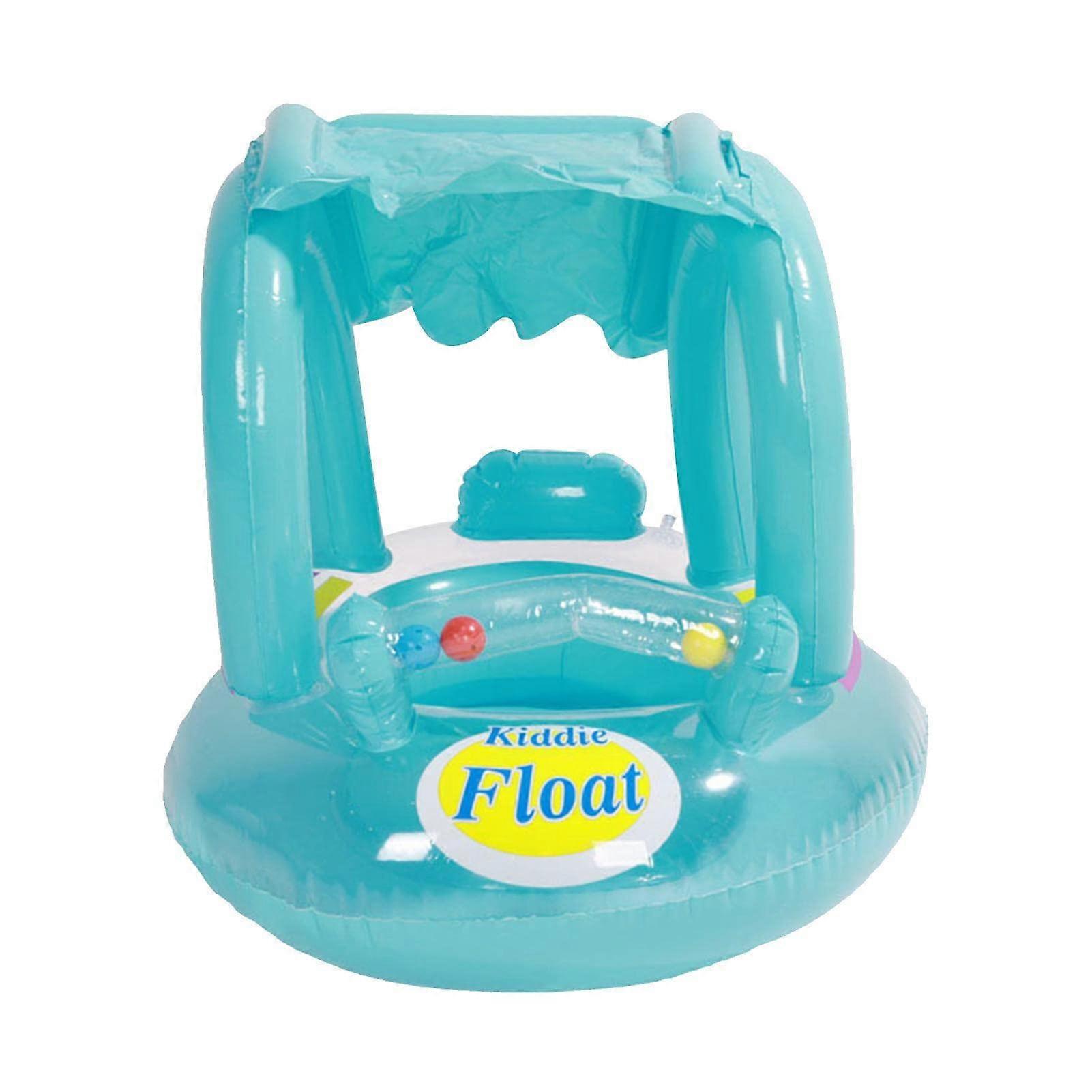 Swimming Pool for Toddlers, Swimming Ring for Newborn with Sun Protection Canopy, Inflatable Float with Arms blue
